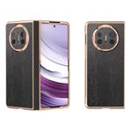 For Huawei Mate X5 Nano Plating Wood Texture PU Phone Case(Black)