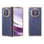 For Huawei Mate X5 Nano Plating Wood Texture PU Phone Case(Blue)