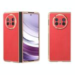 For Huawei Mate X5 Nano Plating Wood Texture PU Phone Case(Red)