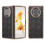 For Huawei Mate X3 Nano Plating Weave Plaid Texture PU Phone Case(Black)
