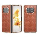 For Huawei Mate X3 Nano Plating Weave Plaid Texture PU Phone Case(Brown)