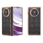 For Huawei Mate X5 Nano Plating Weave Plaid Texture PU Phone Case(Black)