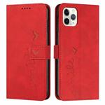 For iPhone 15 Pro Max Skin Feel Heart Pattern Leather Phone Case(Red)