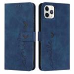 For iPhone 15 Pro Max Skin Feel Heart Pattern Leather Phone Case(Blue)