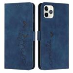 For iPhone 15 Pro Skin Feel Heart Pattern Leather Phone Case(Blue)