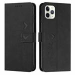 For iPhone 15 Pro Skin Feel Heart Pattern Leather Phone Case(Black)