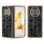 For Huawei Mate X3 Nano Plating Genuine Leather Mahjong Texture Phone Case(Black)