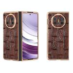 For Huawei Mate X5 Nano Plating Genuine Leather Mahjong Texture Phone Case(Brown)