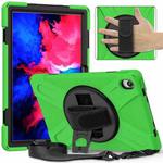 For Lenovo Tab P11 Silicone Hybrid PC Tablet Case with Grip & Shoulder Strap(Green)