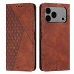 For iPhone 17 Pro Max Diamond Splicing Skin Feel Magnetic Leather Phone Case(Brown)