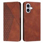 For iPhone 17 Diamond Splicing Skin Feel Magnetic Leather Phone Case(Brown)