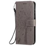 For Motorola Moto G8 Power Tree & Cat Embossed Pattern Horizontal Flip Leather Case with Holder & Card Slots & Wallet & Lanyard(Grey)