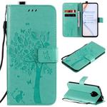 For Xiaomi Redmi K30 Pro Tree & Cat Embossed Pattern Horizontal Flip Leather Case with Holder & Card Slots & Wallet & Lanyard(Green)