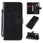 For Huawei P40 Lite E Tree & Cat Embossed Pattern Horizontal Flip Leather Case with Holder & Card Slots & Wallet & Lanyard(Black)