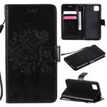 For Huawei Y5p Tree & Cat Embossed Pattern Horizontal Flip Leather Case with Holder & Card Slots & Wallet & Lanyard(Black)
