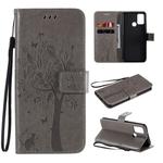 For Huawei Honor 9A Tree & Cat Embossed Pattern Horizontal Flip Leather Case with Holder & Card Slots & Wallet & Lanyard(Grey)