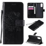 For Huawei Honor Play4T Pro Tree & Cat Embossed Pattern Horizontal Flip Leather Case with Holder & Card Slots & Wallet & Lanyard(Black)