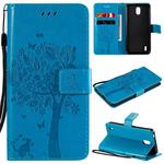 For Nokia 1.3 Tree & Cat Embossed Pattern Horizontal Flip Leather Case with Holder & Card Slots & Wallet & Lanyard(Blue)