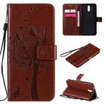 For Nokia 2.3 Tree & Cat Embossed Pattern Horizontal Flip Leather Case with Holder & Card Slots & Wallet & Lanyard(Coffee)