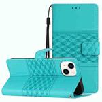 For iPhone 15 Plus Diamond Embossed Skin Feel Leather Phone Case(Blue)