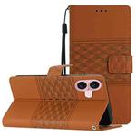 For iPhone 17 Diamond Embossed Skin Feel Leather Phone Case(Brown)