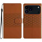 For iPhone 17 Pro Diamond Embossed Skin Feel Leather Phone Case(Brown)