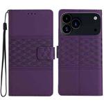 For iPhone 17 Pro Diamond Embossed Skin Feel Leather Phone Case(Purple)