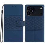 For iPhone 17 Pro Diamond Embossed Skin Feel Leather Phone Case(Dark Blue)