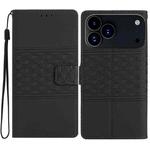 For iPhone 17 Pro Diamond Embossed Skin Feel Leather Phone Case(Black)