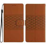 For iPhone 17 Pro Max Diamond Embossed Skin Feel Leather Phone Case(Brown)