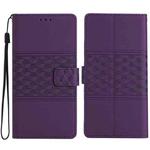 For iPhone 17 Pro Max Diamond Embossed Skin Feel Leather Phone Case(Purple)