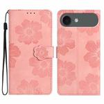 For iPhone 17 Air Flower Embossing Pattern Leather Phone Case(Pink)