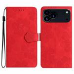 For iPhone 17 Pro Max Flower Embossing Pattern Leather Phone Case(Red)