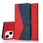For iPhone 15 Dual-color Stitching Leather Phone Case(Red Blue)