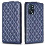 For OPPO A16S / A54S / A55 5G Diamond Lattice Vertical Flip Leather Phone Case(Blue)