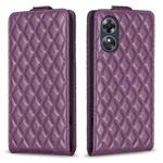 For OPPO A17 Diamond Lattice Vertical Flip Leather Phone Case(Dark Purple)