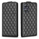 For OPPO A17 Diamond Lattice Vertical Flip Leather Phone Case(Black)