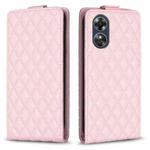 For OPPO A17 Diamond Lattice Vertical Flip Leather Phone Case(Pink)