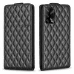 For OPPO A74 4G / F19 4G Diamond Lattice Vertical Flip Leather Phone Case(Black)