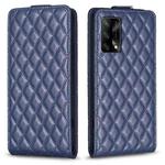 For OPPO A74 4G / F19 4G Diamond Lattice Vertical Flip Leather Phone Case(Blue)