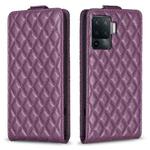 For OPPO A94 / Reno5 F / F19 Pro Diamond Lattice Vertical Flip Leather Phone Case(Dark Purple)