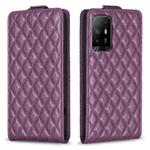 For OPPO A94 5G / F19 Pro+ Diamond Lattice Vertical Flip Leather Phone Case(Dark Purple)