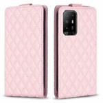 For OPPO A94 5G / F19 Pro+ Diamond Lattice Vertical Flip Leather Phone Case(Pink)