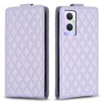 For OPPO A96 5G / Reno7 Z Diamond Lattice Vertical Flip Leather Phone Case(Purple)