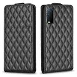 For vivo Y20 / Y20s / Y11s / Y12s Diamond Lattice Vertical Flip Leather Phone Case(Black)