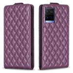 For vivo Y21 / Y21s / Y33s Diamond Lattice Vertical Flip Leather Phone Case(Dark Purple)