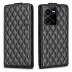 For vivo Y35 4G / Y22s Diamond Lattice Vertical Flip Leather Phone Case(Black)