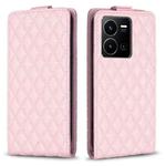 For vivo Y35 4G / Y22s Diamond Lattice Vertical Flip Leather Phone Case(Pink)