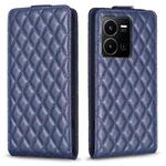 For vivo Y35 4G / Y22s Diamond Lattice Vertical Flip Leather Phone Case(Blue)