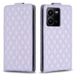 For vivo Y35 4G / Y22s Diamond Lattice Vertical Flip Leather Phone Case(Purple)